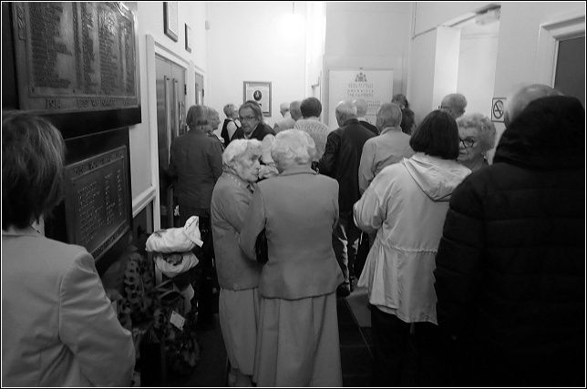 Pontyberem Memorial Hall Members and guests in the entrance hall Pontyberem Memorial Hall Members and guests in the entrance hall