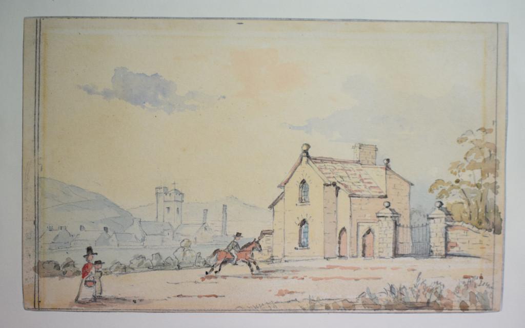 Cilfig Lodge or Gatehouse Mid 19th Century watercolour of Old Road depicting Cilfig Lodge or gatehouse Cilfig Lodge or Gatehouse Mid 19th Century watercolour of Old Road depicting Cilfig Lodge or gatehouse