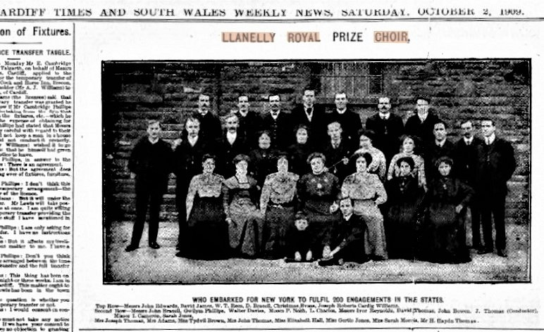 Llanelly Royal Prize Choir 1909 outside Market Hall