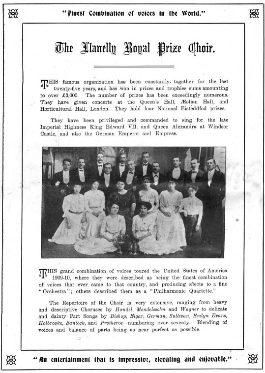 US tour 1909 Llanelly Royal Prize Choir US tour 1909 Llanelly Royal Prize Choir
