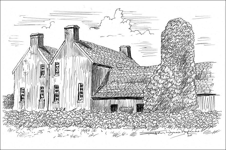Sketch of Machynys House by John Wynne Hopkins