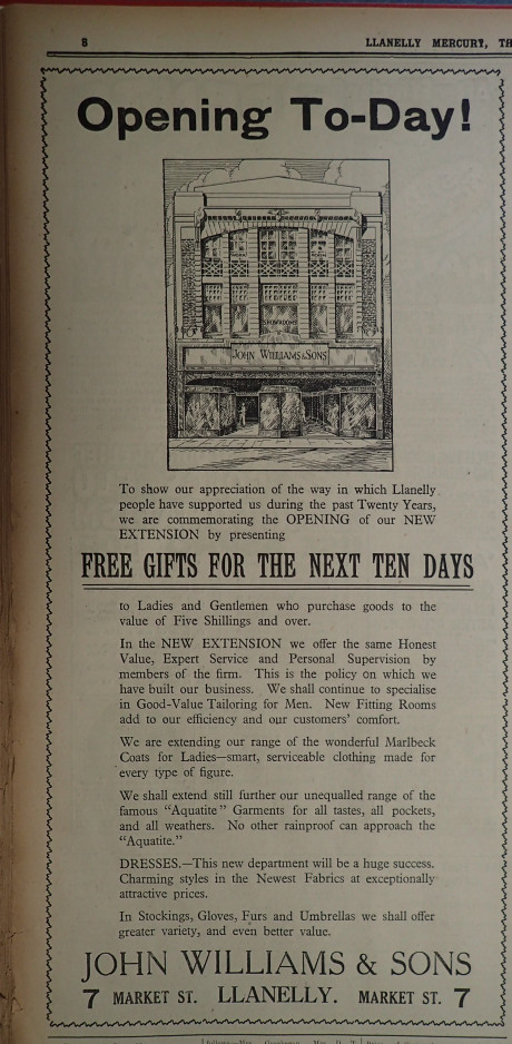 Llanelly Mercury Opening Thursday, April 3, 1930