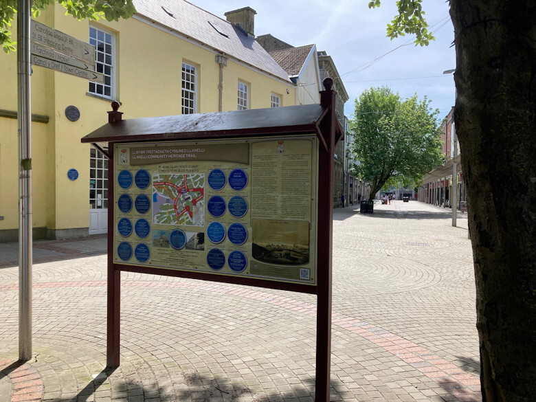 Town Centre Interpretive Panel Viewed form Church Side Town Centre Interpretive Panel Viewed form Church Side